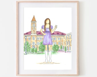 TCU Personalized Grad Gift Graduation Gift for Her Custom Graduation Art Texas Christian University Future Student or Graduate Horn Frogs