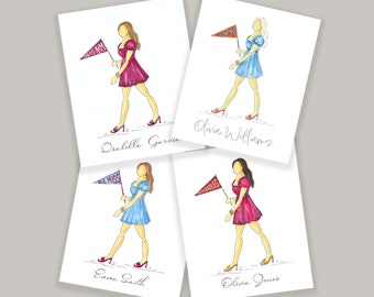 Grad Girl Custom Notecards Grad Gift Thank You Cards Personalized Note Card for Graduate Note Cards Custom Graduation Art and Note Card Set