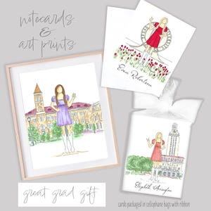 Personalized Graduation Art Print & Notecard Set: Graduation Gift for Girl