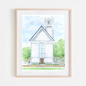 Seaside Florida Chapel Art Print 30A Art Watercolor Painting of Seaside Florida Beach Artwork Wedding Venue Art Beach Keepsake Wedding Gift