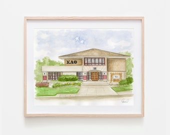 Kappa Alpha Theta House Kansas State University Greek Gift Sorority House Art Bid Day Gift Initiation Gift Graduation Gift KSU Theta Art