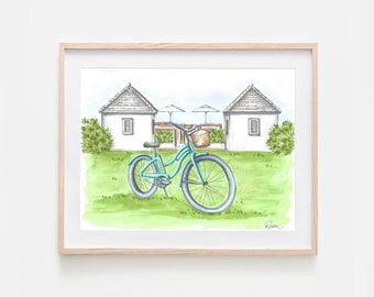 Rosemary Beach Cruiser Art 30A Art Beach Cruiser Painting Rosemary Beach Easter Green Print Vacation Keepsake Florida Beach House Decor