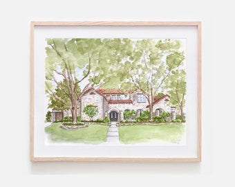 Hand Painted House Watercolor Original House Painting Custom Art of House Housewarming Gift Realtor Gift House Painting Custom House Sketch