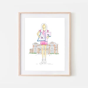 Delta Gamma Sorority Girl Print Greek Gift Sorority House Art Bid Day Gift DG Sorority Initiation Gift for Little Sister Gift Greek Art