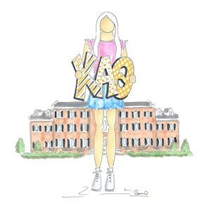 Kappa Alpha Theta Sorority Girl Print - personalize with a name and hair color