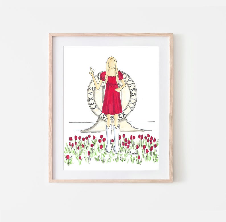 Texas Tech Graduation Gift for Her Custom Graduation Art Texas Tech University Future Student Gift Graduate Gift Personalized Dorm Art image 7