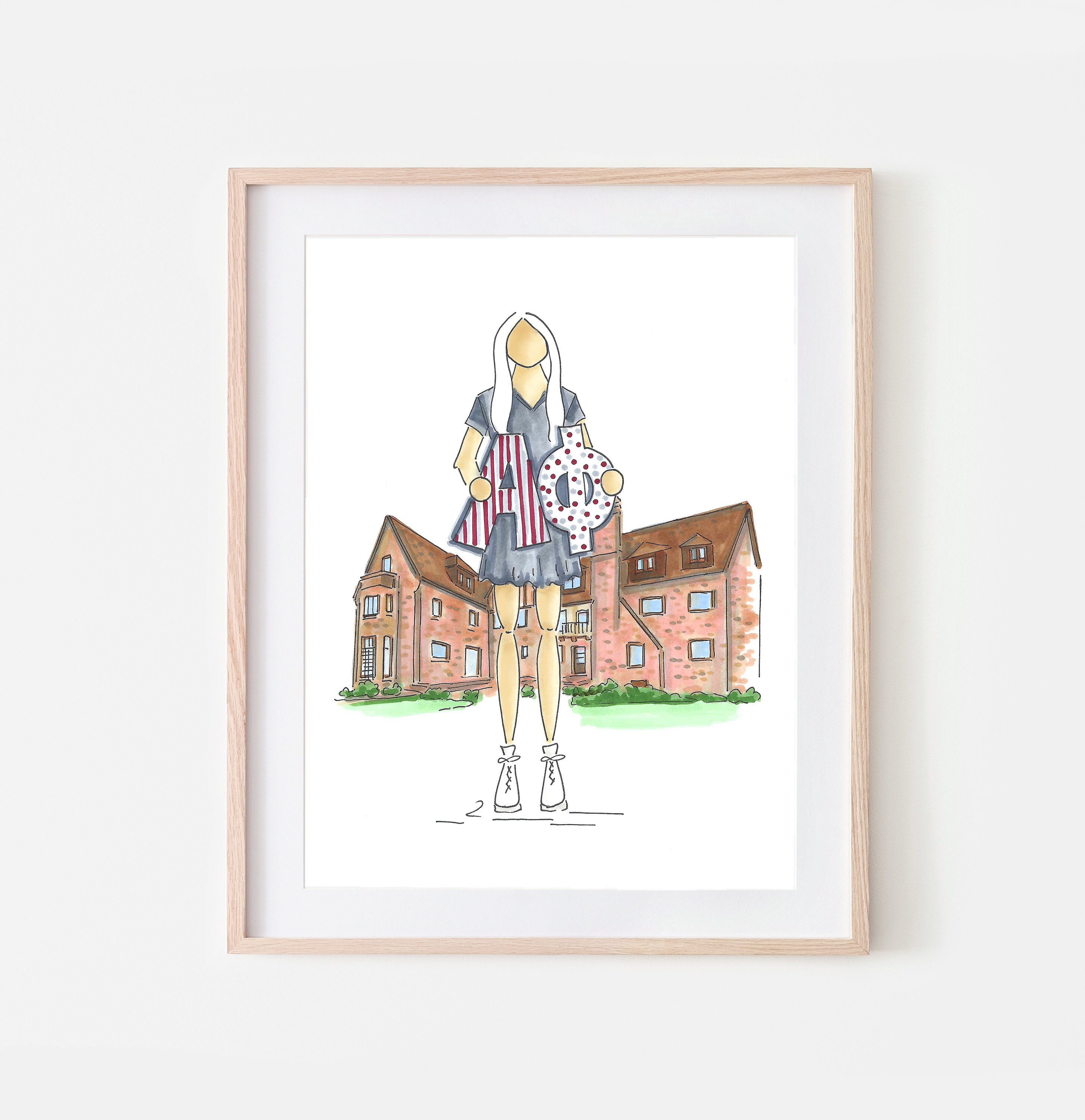 Alpha Phi Sorority Girl Print Greek Gift Sorority House Art Bid Day Gift Sorority Initiation Gift for Little Sister Gift Greek Art