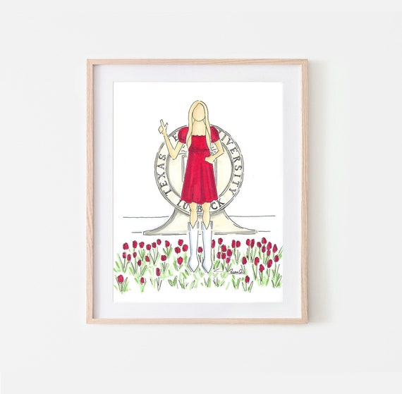 Texas Tech Graduation Gift for Her Custom Graduation Art Texas Tech University Future Student Gift Graduate Gift Personalized Dorm Art