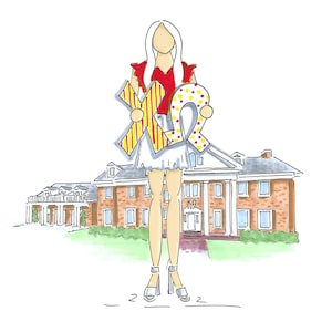 Chi Omega Sorority Girl Print - PERSONALIZE with name and hair color