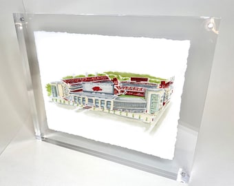 Reynolds Razorback Stadium Art Arkansas Graduation Gift UARK Gift Arkansas Watercolor UARK Keepsake Office Artwork Football Stadium Art