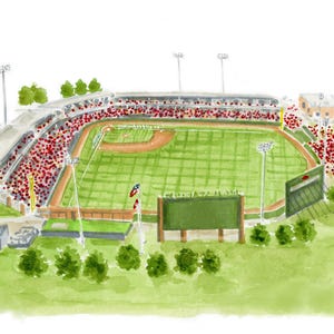Baum Walker Stadium Art Arkansas Graduation Gift UARK Gift Dorm Decor  Arkansas Watercolor UARK Keepsake Office Artwork Baseball Stadium Art