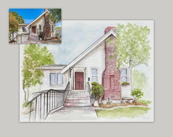 Hand Painted House Portrait Keepsake Watercolor Painting of First Home Custom Closing Gift for New Home Portrait from Photo Painting of Home