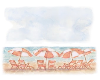 Cinnamon Shore Beach Umbrella Art Mustang Island Print Port Aransas Wall Art Beach House Decor Beach Vacation Keepsake Texas Coast Painting