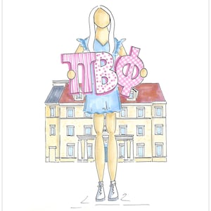 Pi Beta Phi Sorority Girl Print Greek Gift - PERSONALIZE with a name and hair color
