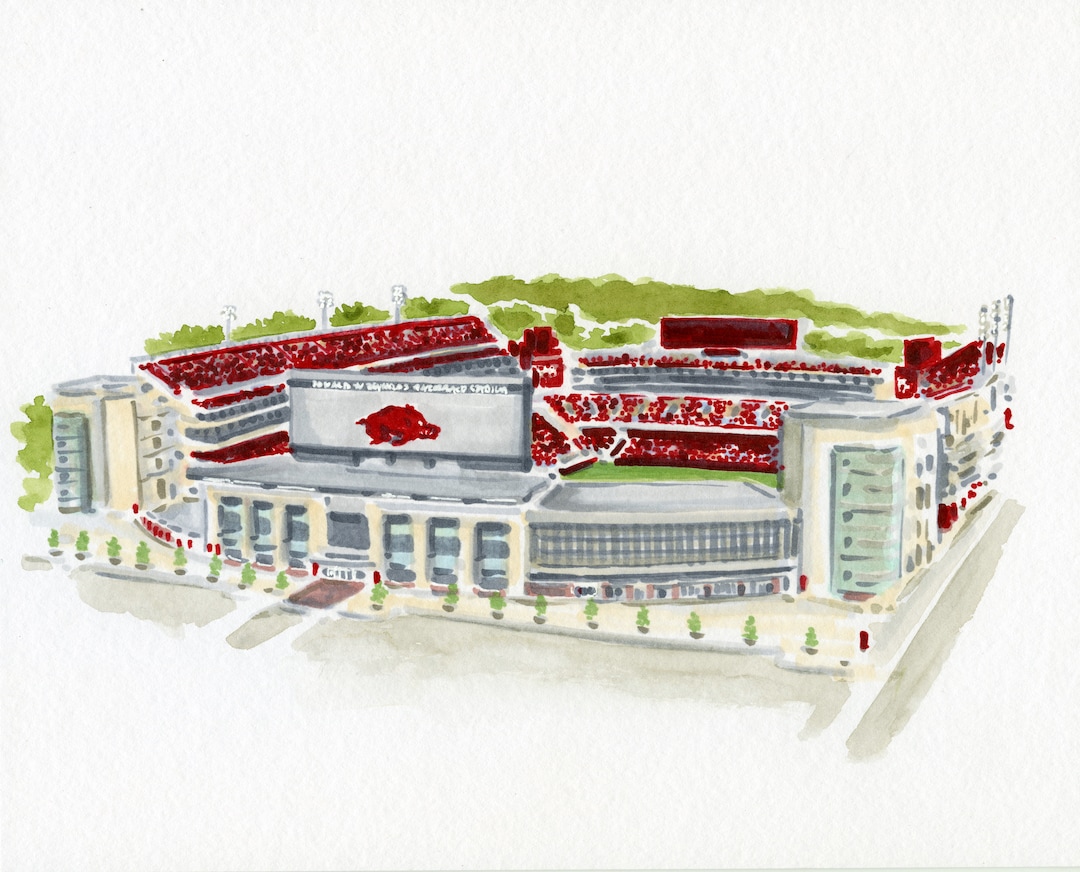Reynolds Razorback Stadium Art Arkansas Graduation Gift UARK Gift ...