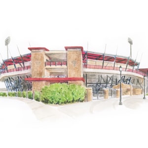 Dan Law Field Art Texas Tech Graduation Gift Tech Gift Dorm Decor  Texas Tech Watercolor Keepsake Office Artwork Red Raider Stadium Art