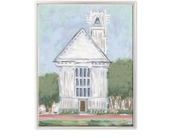 Seaside Chapel Painting 30A Florida Beach Art, Hand Embellished Giclee Wedding Gift Artwork of Iconic Florida Landmark