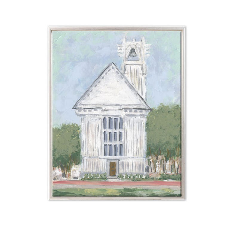 Seaside Chapel Painting 30A Florida Beach Art, Hand Embellished Giclee Wedding Gift Artwork of Iconic Florida Landmark