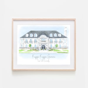 Kappa Kappa Gamma House Print Tech University Greek Gift Sorority House Art Bid Day Gift Initiation Gift Big Little Gift Graduation Gift