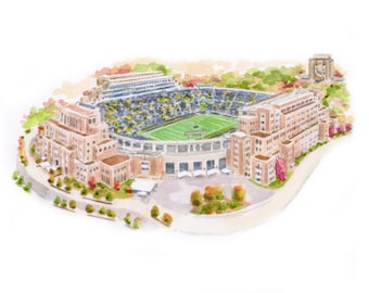 Notre Dame Stadium Art Print for dorm decor for office of Notre Dame graduate gift for Irish Football fan art print of Notre Dame football