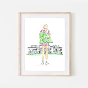 Kappa Delta Sorority Girl Print Greek Gift Sorority House Art Bid Day Gift KD Sorority Initiation Gift for Little Sister Gift Greek Art
