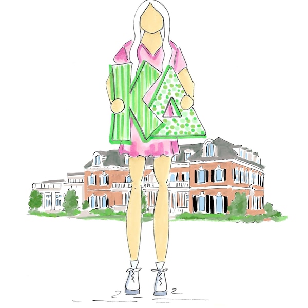 Kappa Delta Sorority Girl Print - PERSONALIZE with a name and hair color