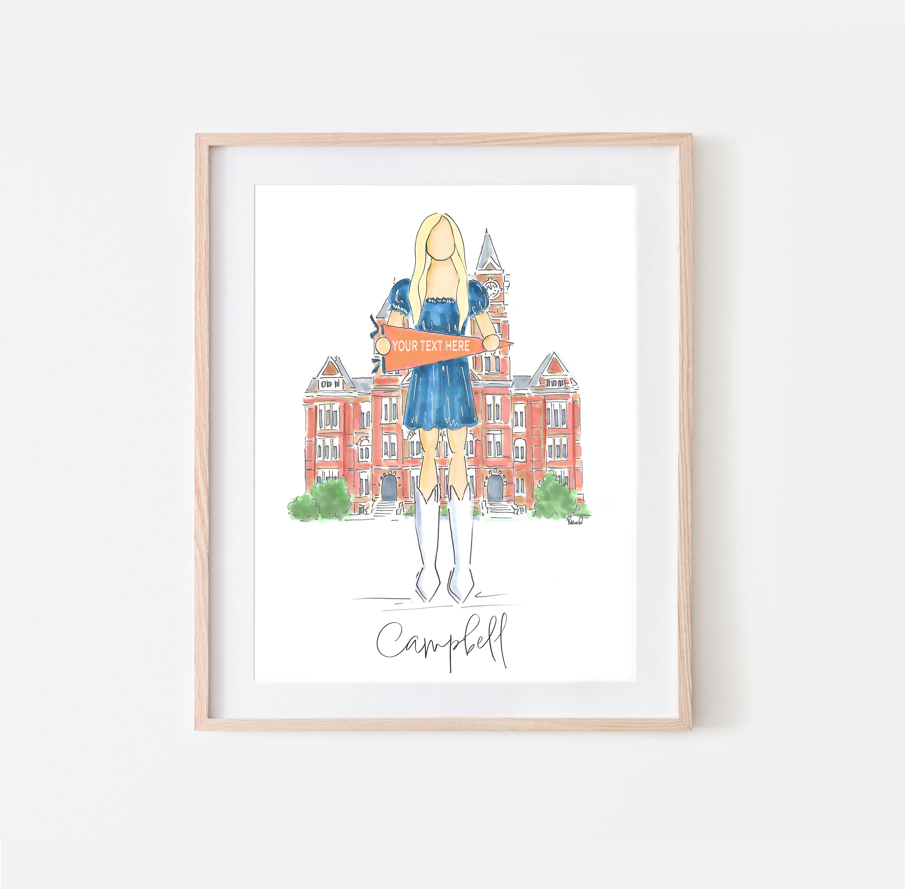 Auburn University Personalized Grad Gift Graduation Gift for Her Custom Graduation Art Auburn University Future Student Graduate War Eagle