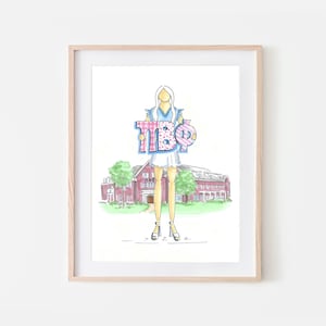 Pi Beta Phi Sorority Girl Print Greek Gift Sorority House Art Bid Day Gift Pi Phi Sorority Initiation Gift for Little Sister Gift Greek Art