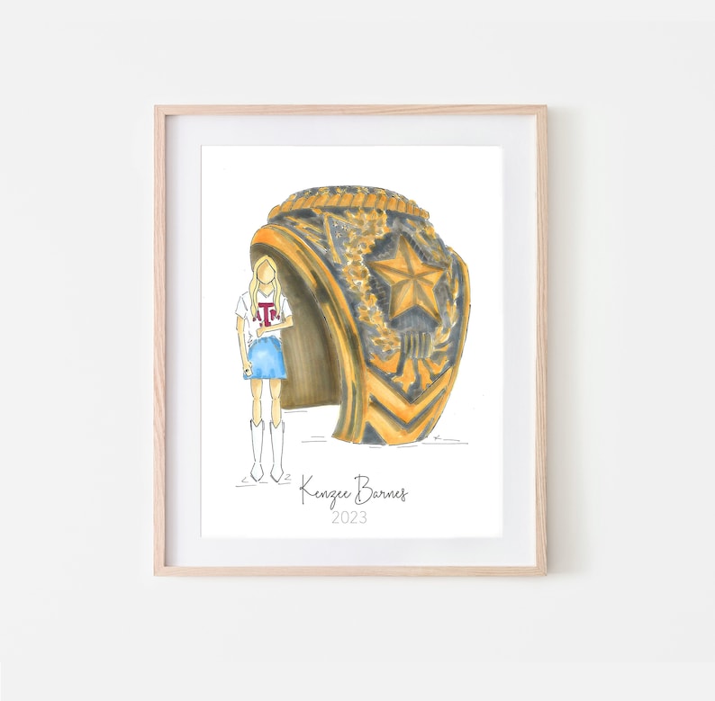 Custom Texas A&M Graduation Gift Aggie Ring Custom Graduation Art Grad ...