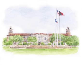 Texas Tech Administration Building Art Graduation Gift Tech Dorm Decor Admin Building Keepsake Office Artwork Texas Tech Iconic Building