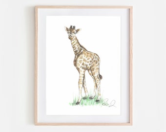 Nursery Baby Animal Art, Baby Giraffe Art, Safari Nursery Prints, Art for Baby, Woodland Animal Prints, Decor for Kids Rooms, / Nursery Art