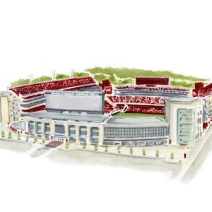 Reynolds Razorback Stadium Art Arkansas Graduation Gift UARK Gift Arkansas Watercolor UARK Keepsake Office Artwork Football Stadium Art