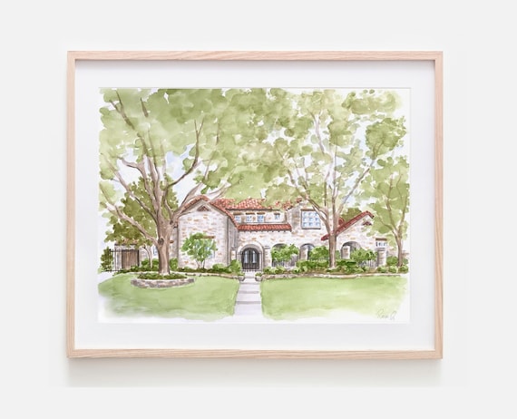 Hand Painted House Watercolor Original House Painting Custom Art of House Housewarming Gift Realtor Gift House Painting Custom House Sketch