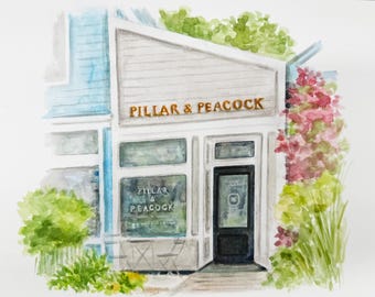 Hand Painted Business Watercolor for Business Owner Retirement Gift Painting of Memorable Location Keepsake for the Sale of a Business