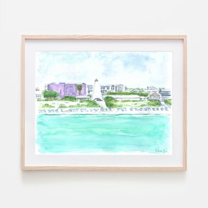 Seaside Florida Art Print 30A Art Beach View Seaside Florida Watercolor Painting of Seaside Beach Print 30A Florida