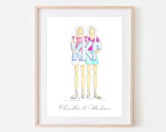 BIG-LITTLE Sister Sorority Girl Print Greek Gift Dorm Decor Initiation Gift Big Little Gift Greek Art Sisters Roommates College Room decor