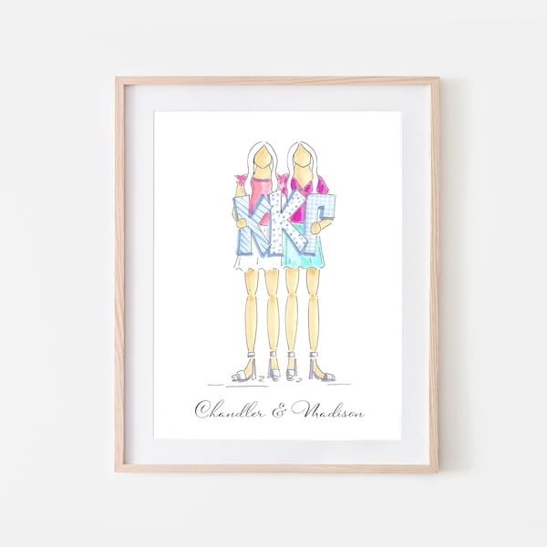 BIG-LITTLE Sister Sorority Girl Print Greek Gift Dorm Decor Initiation Gift Big Little Gift Greek Art Sisters Roommates College Room decor