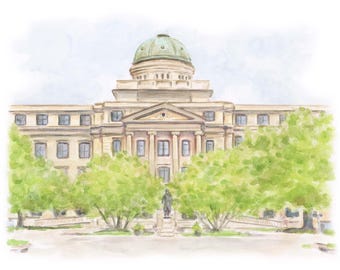 Texas A&M Academic Building Artwork Graduation Gift Aggie Dorm Decor Academic Building Keepsake Office Artwork Texas Aggie Iconic Building
