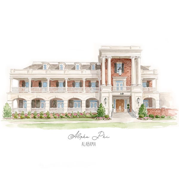 Alpha Phi custom sorority house print for bid day gift for little sis art for initiation
