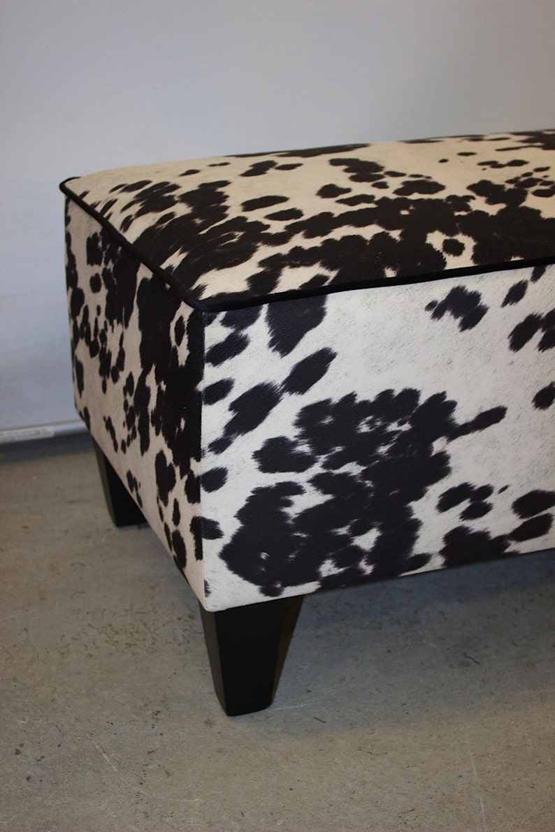 Cowhide Ottoman Faux Cowhide Warwick Cowgrain Fabric Etsy