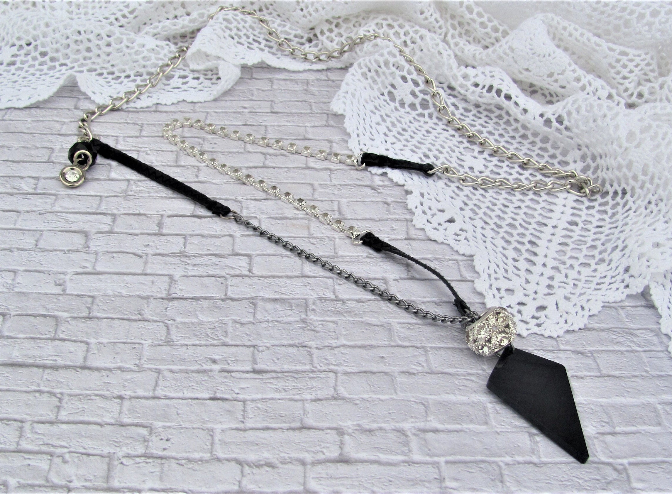 Luxury Strass Crystals Necklace Long Minimal Beads Art Etsy