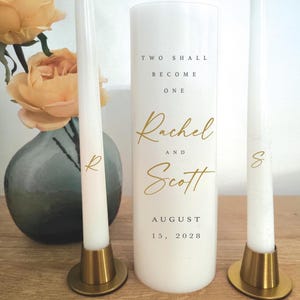 Simple Elegant Classic Unity Candle Script Weddings Personalize Custom - Vela de Matrimonio match invitations HOLDERS NOT INCLUDED