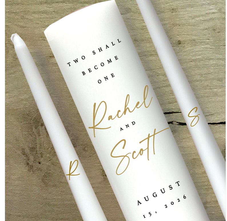 Simple Elegant Classic Unity Candle Script Weddings Personalize Custom - Vela de Matrimonio match invitations