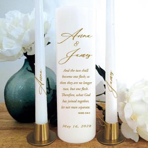 Simple Elegant Classic Unity Candle ScriptWeddings Personalize Custom - Vela de Matrimonio HOLDERS NOT INCLUDED