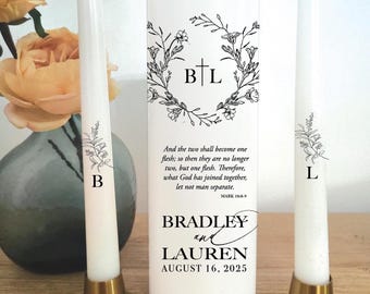 Personalized Wildflower Wreath Unity Candle Set - Wedding Keepsake - HOLDERS NOT INCLUDED