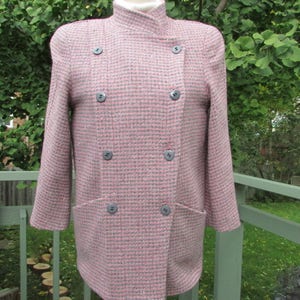 Size 6 Wool Tweed Jacket, Double Breasted Wool Tweed Coat Made in Canada by GAREY PETITES, Stylish Wool Tweed Jacket in Excellent Condition