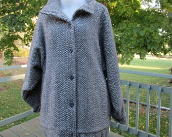 Wool Tweed P Coat P Jacket Size Medium Grey Tweed Winter Jacket Made in the USA by The Woorich Co. Excellent  Vintage Condition