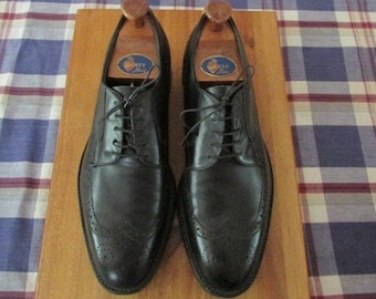 Leather Dress Shoes Size 11.5 Vintage Canadian John McHale Black Long Wing Derby Shoes Brogues Excellent Condition