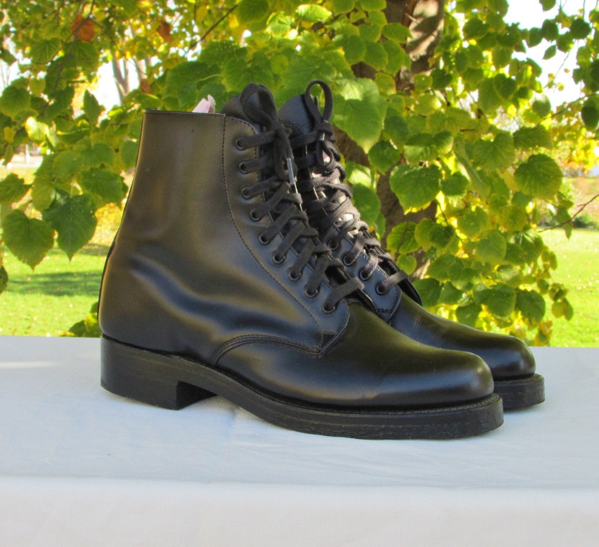 Police Boot Size 12 RCMP Boots Black Leather Drill Boots Army Etsy