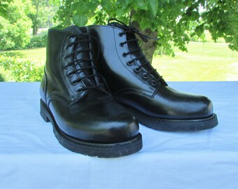 Combat Boots Military Parade Boots Marching Boots Army Boots Cadet Boots Black Leather Boots Made in Canada by BOULET Excellent Condition